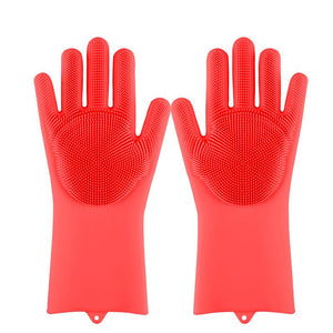 Silicone Rubber Scrub Gloves (3Pcs)