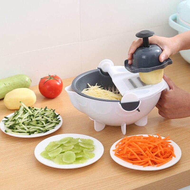 Multifunctional 9 in 1 Vegetable Cutter With Drain Basket